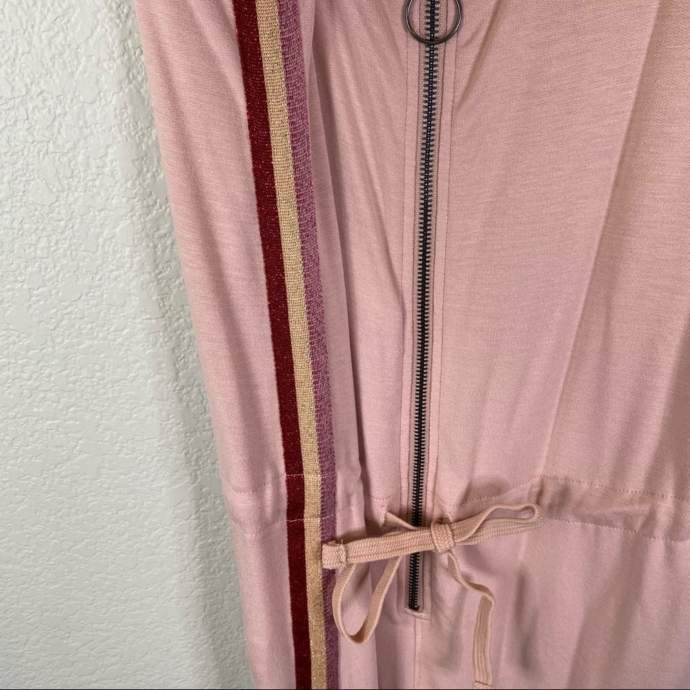David Lerner x Revolve Pink Tie Waist Metallic Stripe Jumpsuit Size S - Picture 11 of 13